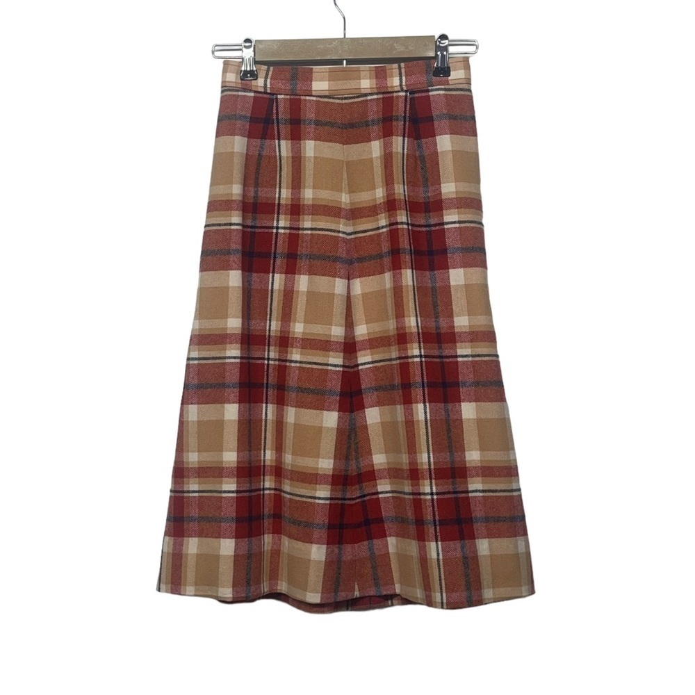 Pendleton Plaid Midi Skirt - Red and Tan